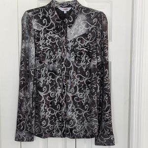 Women's Roper snap-up shirt, brown paisley, size medium, Western